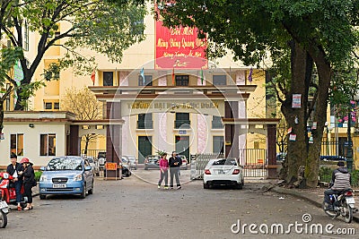 Hanoi, Vietnam - Mar 15, 2015: Exterior view of Vietnam Trade Union University on Tay Son street Editorial Stock Photo
