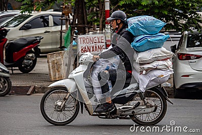 Heavy motorbike transportation Hanoi Editorial Stock Photo