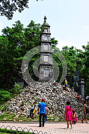 Hanoi Vietnam September 01, 2015 Pen tower in Hoan Kiem Lake, Ha Noi, Vietnam.it is one of the symbols of Hanoi Editorial Stock Photo