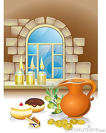 Hanuka still life background Vector Illustration