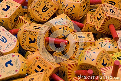 Hanukka Dreidels Stock Photo