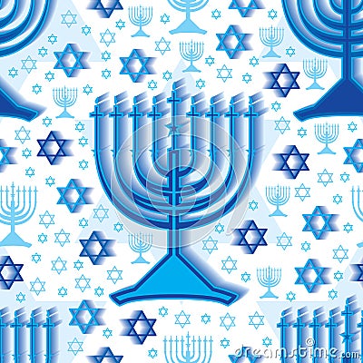 Hanukkah blue white seamless pattern Vector Illustration