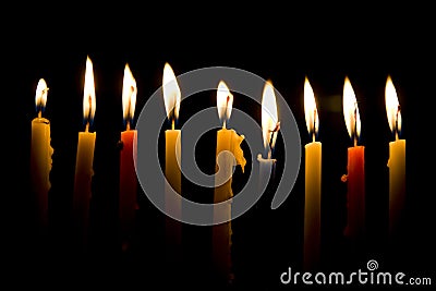 Hanukkah candles light , happy holidays Stock Photo