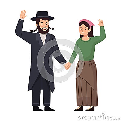 hanukkah couple celebration Vector Illustration