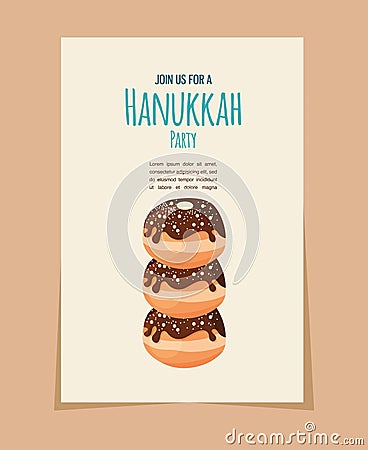 Hanukkah doughnut ,jewish holiday food Vector Illustration