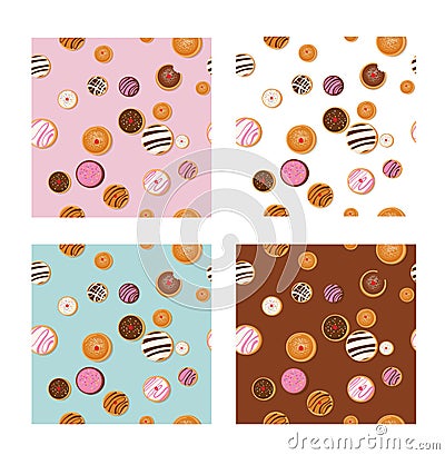 Hanukkah doughnut , Jewish holiday symbol. sweet traditional bake. seamless pattern Vector Illustration