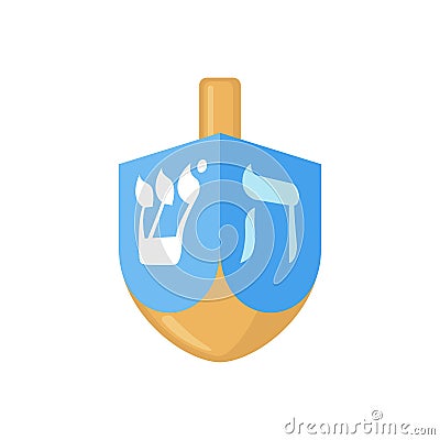 Hanukkah dreidel icon in flat style. Vector Illustration