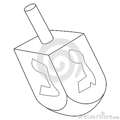 Hanukkah Dreidel Isolated Coloring Page for Kids Vector Illustration