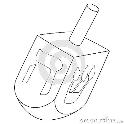 Hanukkah Dreidel Isolated Coloring Page for Kids Vector Illustration