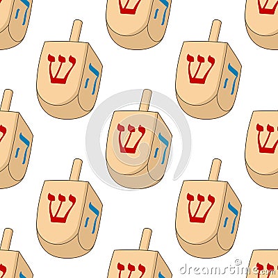 Hanukkah Dreidel Seamless Pattern Vector Illustration