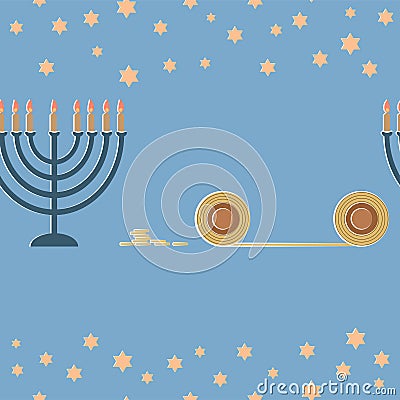 Hanukkah Greeting Card With Lamp And A Six-Pointed Star Vector Illustration