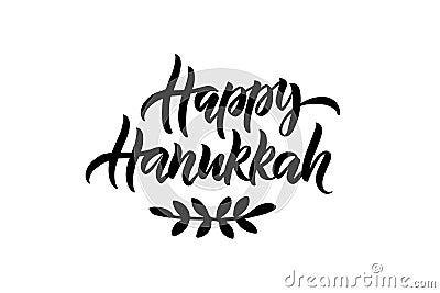 Hanukkah hand drawn lettering typography Vector Illustration