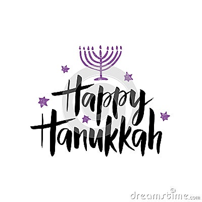 Hanukkah hand drawn lettering typography Vector Illustration