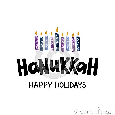 Hanukkah hand drawn lettering typography Vector Illustration