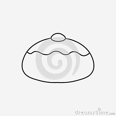 Hanukkah holiday Sufganiyah flat black outline design icon Vector Illustration