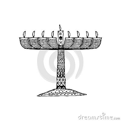 Hanukkah. Jewish religious holiday. Chanukah candle. Doodle, hand draw sketch Vector illustration on isolated background Vector Illustration