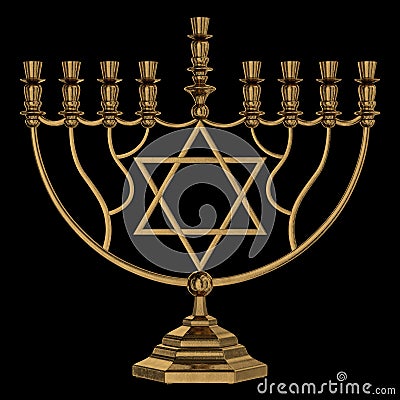 Hanukkah menorah 3D render Stock Photo