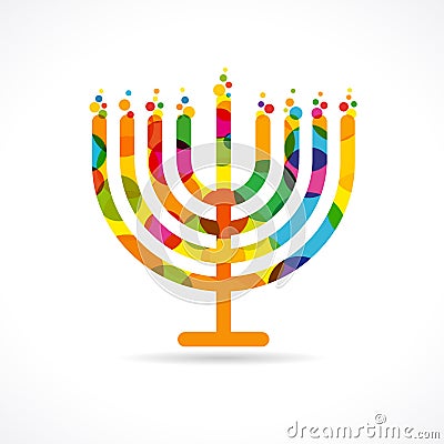 Hanukkah menorah emblem colored Vector Illustration