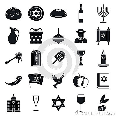 Hanukkah menorah icon set, simple style Vector Illustration