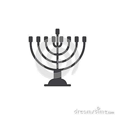 Hanukkah menorah icon vector, filled flat sign, solid pictogram isolated on white. Vector Illustration