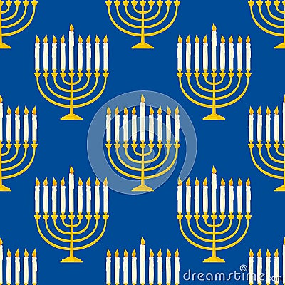 Hanukkah Menorah Seamless Pattern Vector Illustration