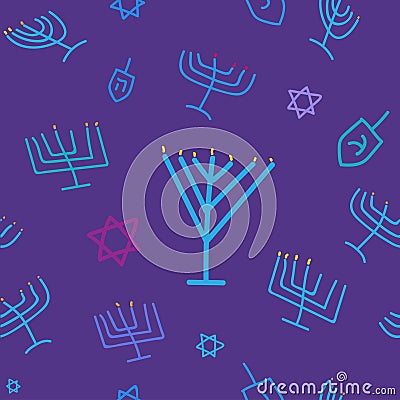 Hanukkah motif seamless menorah background Stock Photo