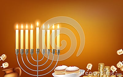 Hanukkah Realistic Background Composition Vector Illustration