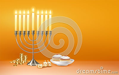Hanukkah Realistic Background Composition Vector Illustration
