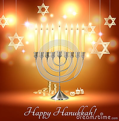 Hanukkah Realistic Background Composition Vector Illustration