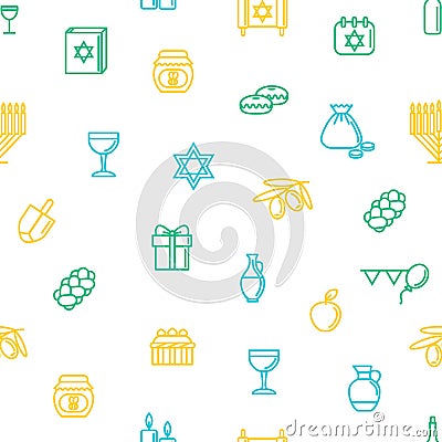 Hanukkah Seamless Pattern Background. Vector Vector Illustration