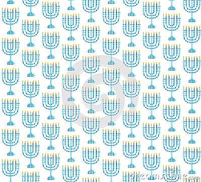 Hanukkah seamless pattern. Hanukkah background with Menorah. Vector Illustration