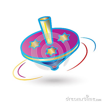 Hanukkah spinning top Jewish Holiday Vector Illustration