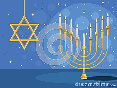 hanukkah star and chandelier Vector Illustration