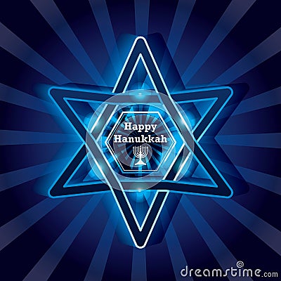 Hanukkah star happy bright effect Vector Illustration