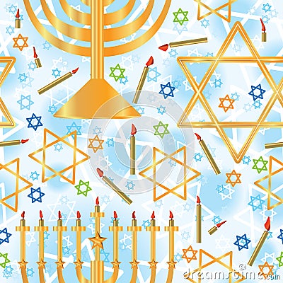 Hanukkah Star Light Seamless Pattern_eps Vector Illustration