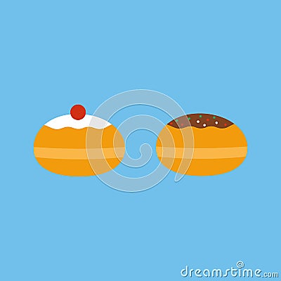 Hanukkah sufganiyot icon flat style Vector Illustration