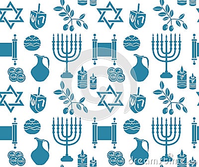 Hanukkah symbol seamless pattern. Vector Illustration