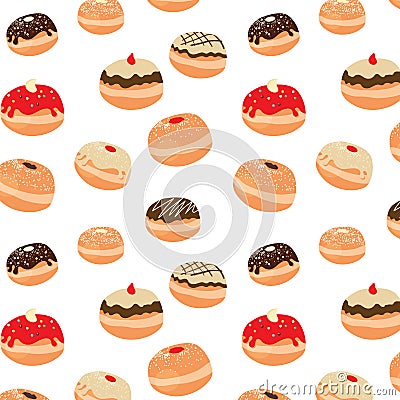 Hanukkah vector pattern with tasty doughnuts Vector Illustration