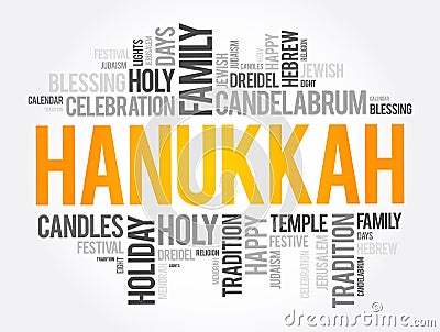 Hanukkah word cloud collage, holiday concept Stock Photo