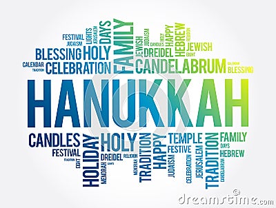 Hanukkah word cloud collage, holiday concept background Stock Photo