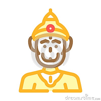 hanuman hinduism religion color icon vector illustration Vector Illustration