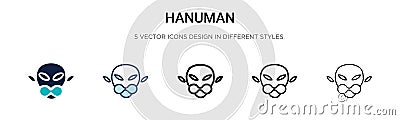 Hanuman icon in filled, thin line, outline and stroke style. Vector illustration of two colored and black hanuman vector icons Vector Illustration