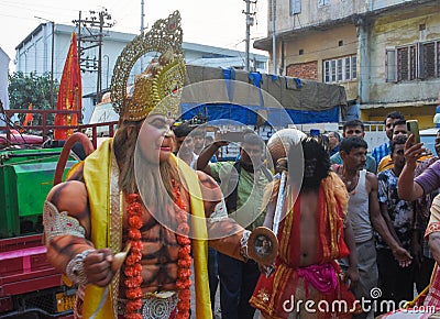 Hanuman Jayanti celebration. Hanuman Portrait . Editorial Stock Photo