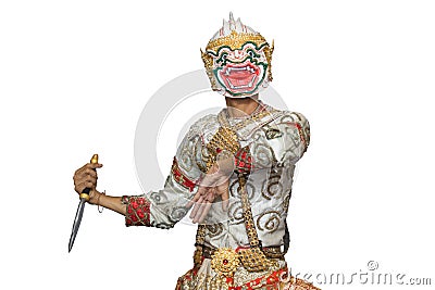 Hanuman mask in Thai classical style of Ramayana story Stock Photo