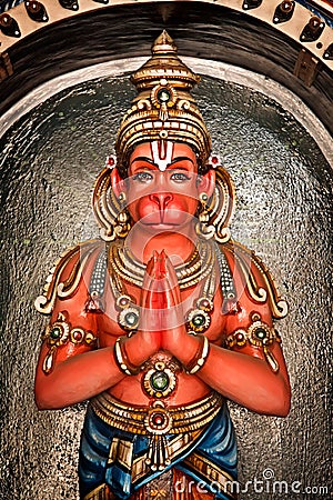 Hanuman statue in Hindu Temple Stock Photo