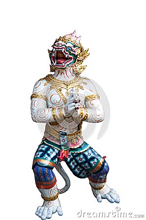 Hanuman statue on white background Stock Photo