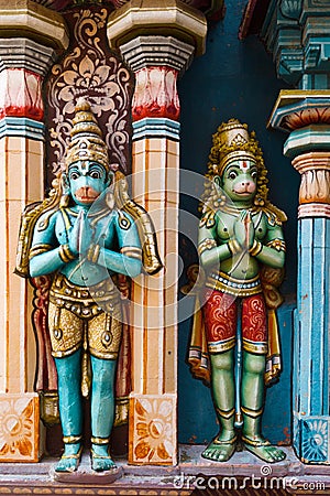 Hanuman statues in Hindu Temple Stock Photo