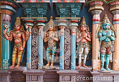 Hanuman statues in Hindu Temple Stock Photo