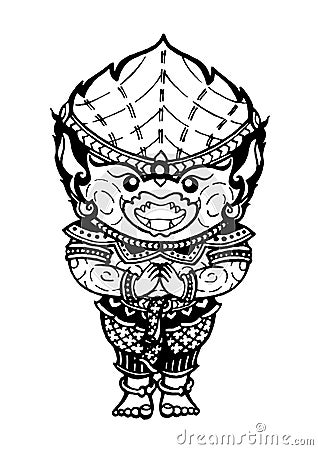 Hanuman white monkey hello drawing, vector design hand drawn Vector Illustration