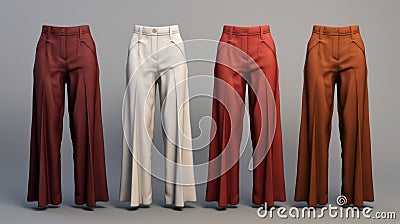 Hanya Pants: Four Colored 3d Rendering In Unreal Engine 5 Stock Photo